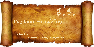 Bogdanu Versény névjegykártya